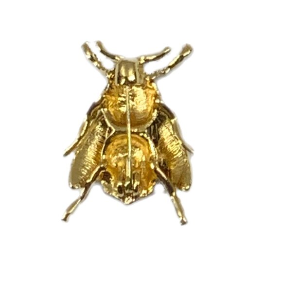 Large Enamel Gold Tone Bee Insect Brooch Pin Vintage Look - Picture 4 of 5